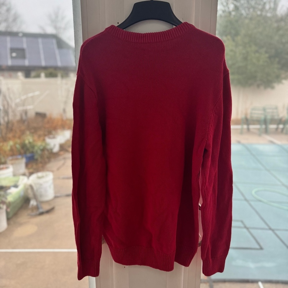 NWT Chaps Men's M Medium Red Cotton Knit Crew Neck Sweater Pullover Classic Fit - Picture 2 of 13